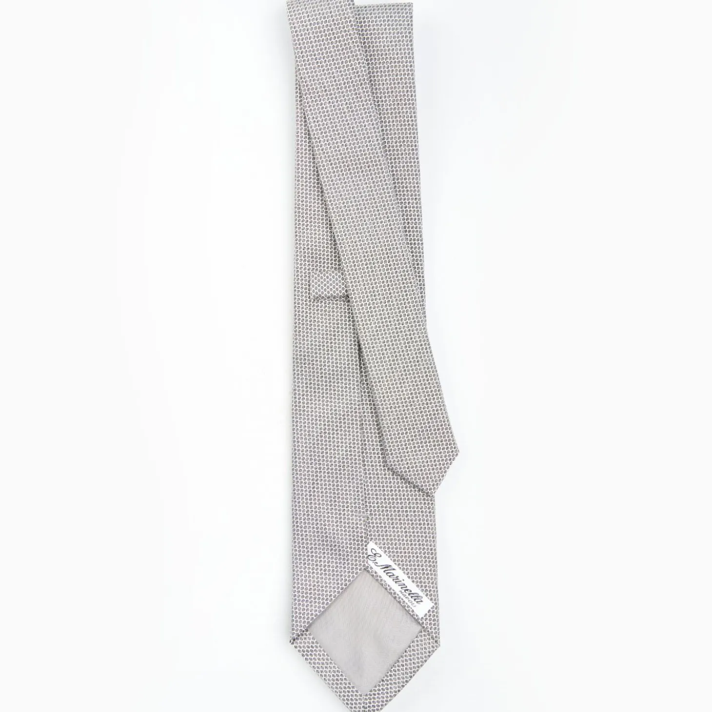Light Grey Ceremonial Jacquard Silk Tie - Small Geometric Pattern