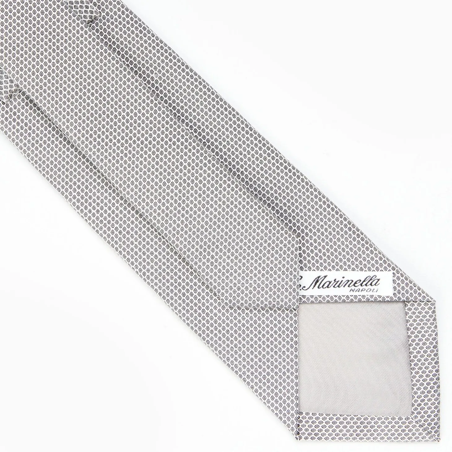 Light Grey Ceremonial Jacquard Silk Tie - Small Geometric Pattern
