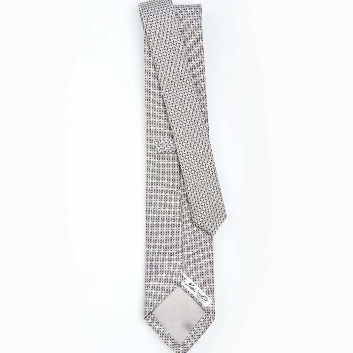 Light Grey Ceremonial Jacquard Silk Tie - Small Geometric Pattern