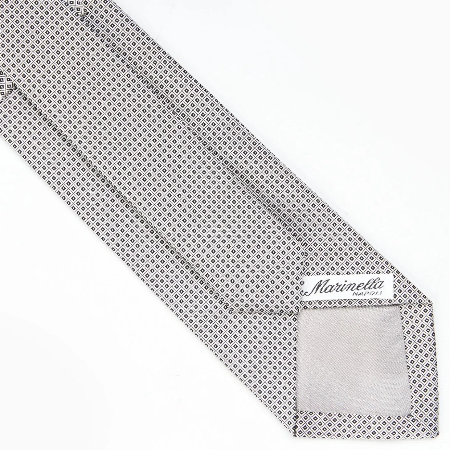 Light Grey Ceremonial Jacquard Silk Tie - Small Geometric Pattern