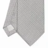 Light Grey Ceremonial Jacquard Silk Tie - Small Geometric Pattern