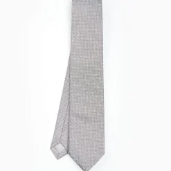 Light Grey Ceremonial Jacquard Silk Tie - Small Geometric Pattern
