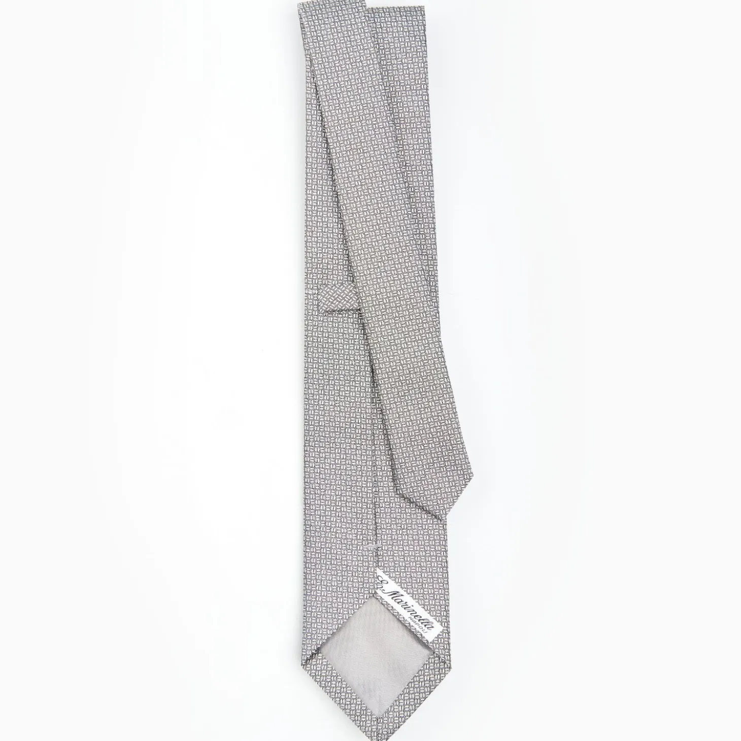 Light Grey Ceremonial Jacquard Silk Tie - Small Geometric Pattern