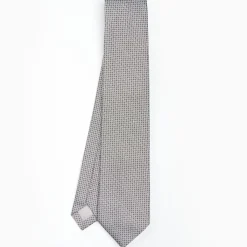 Light Grey Ceremonial Jacquard Silk Tie - Small Geometric Pattern