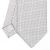 Light Grey Ceremonial Jacquard Silk Tie - Small Geometric Pattern
