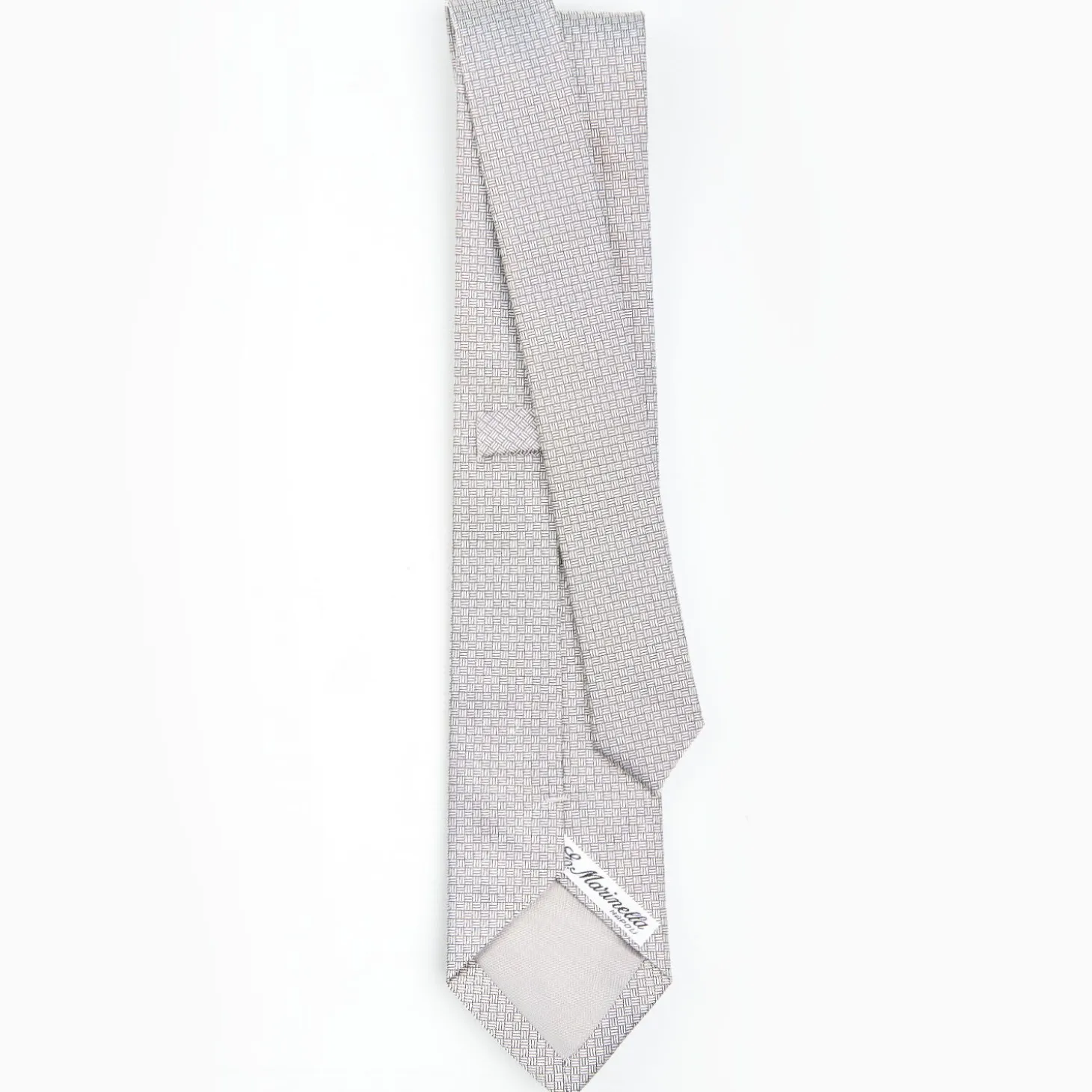 Light Grey Ceremonial Jacquard Silk Tie - Small Geometric Pattern
