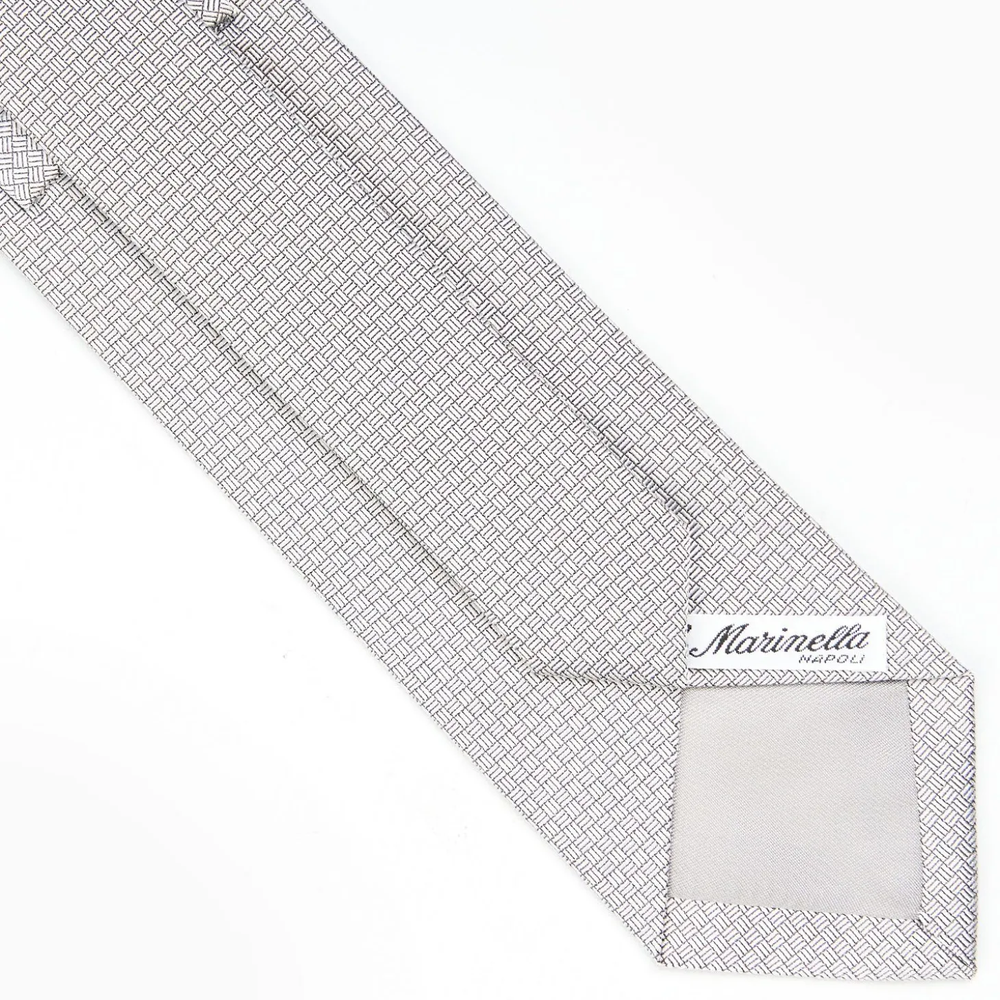 Light Grey Ceremonial Jacquard Silk Tie - Small Geometric Pattern