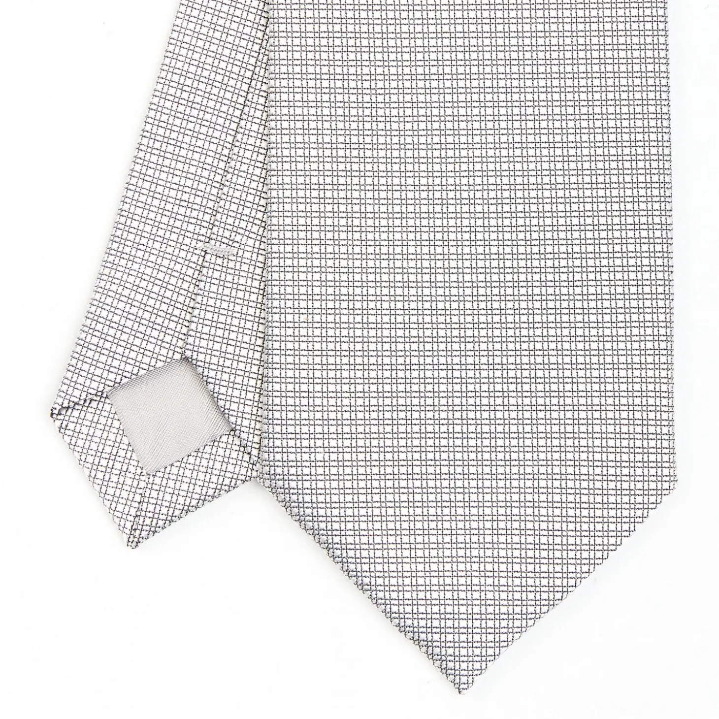Light Grey Ceremonial Jacquard Silk Tie - Small Geometric Pattern