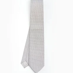 Light Grey Ceremonial Jacquard Silk Tie - Small Geometric Pattern