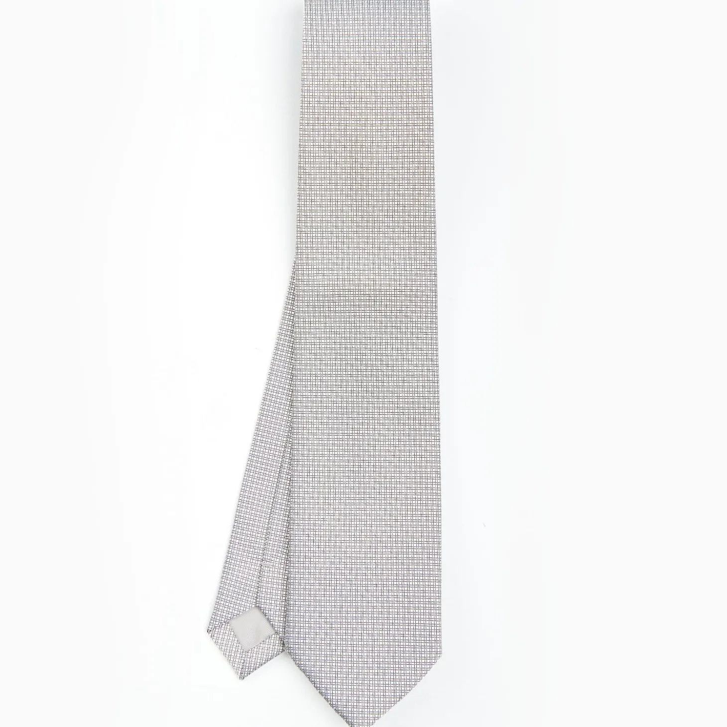 Light Grey Ceremonial Jacquard Silk Tie - Small Geometric Pattern