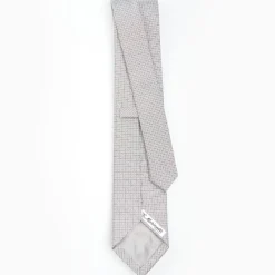 Light Grey Ceremonial Jacquard Silk Tie - Small Geometric Pattern