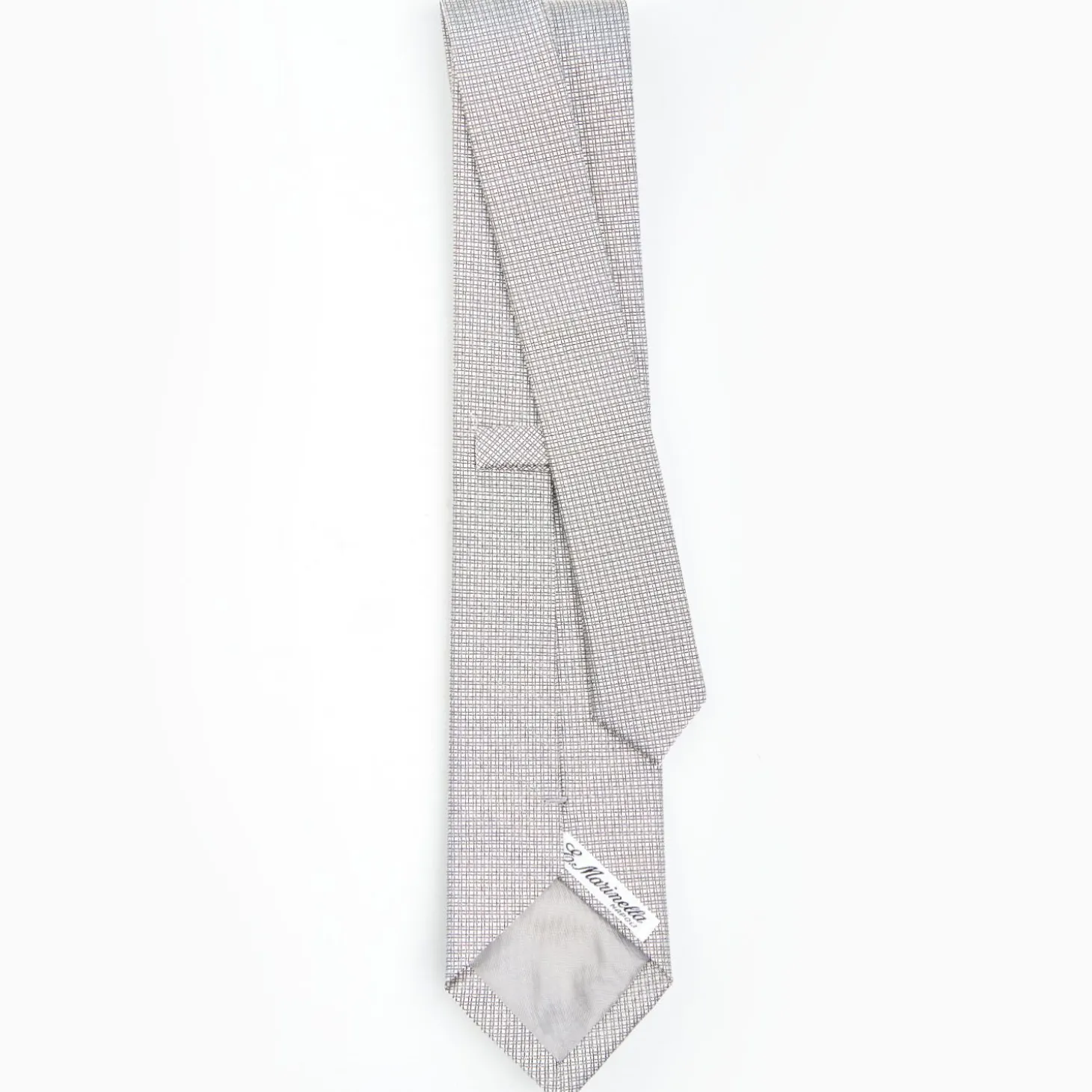 Light Grey Ceremonial Jacquard Silk Tie - Small Geometric Pattern