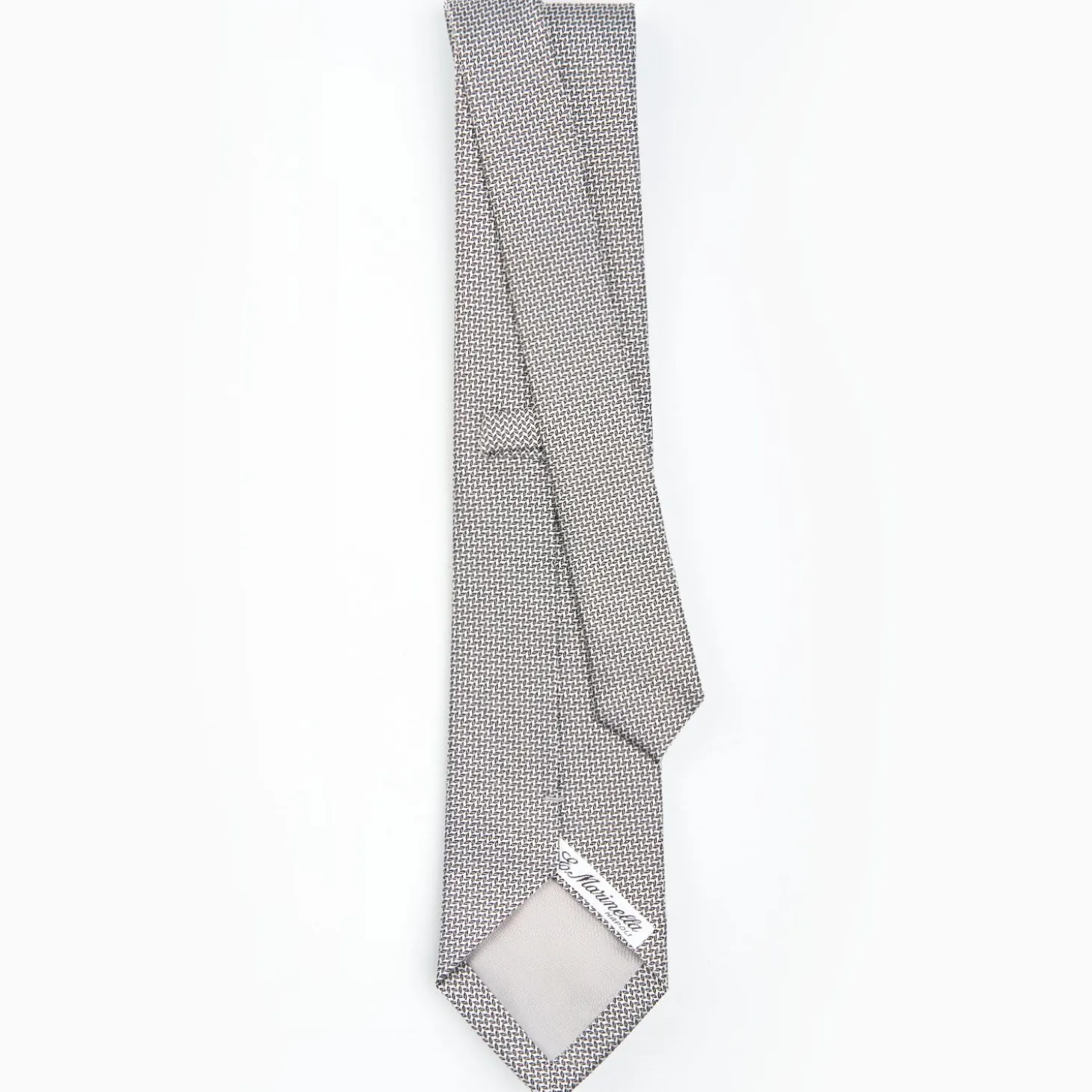 Light Grey Ceremonial Jacquard Silk Tie - Small Geometric Pattern