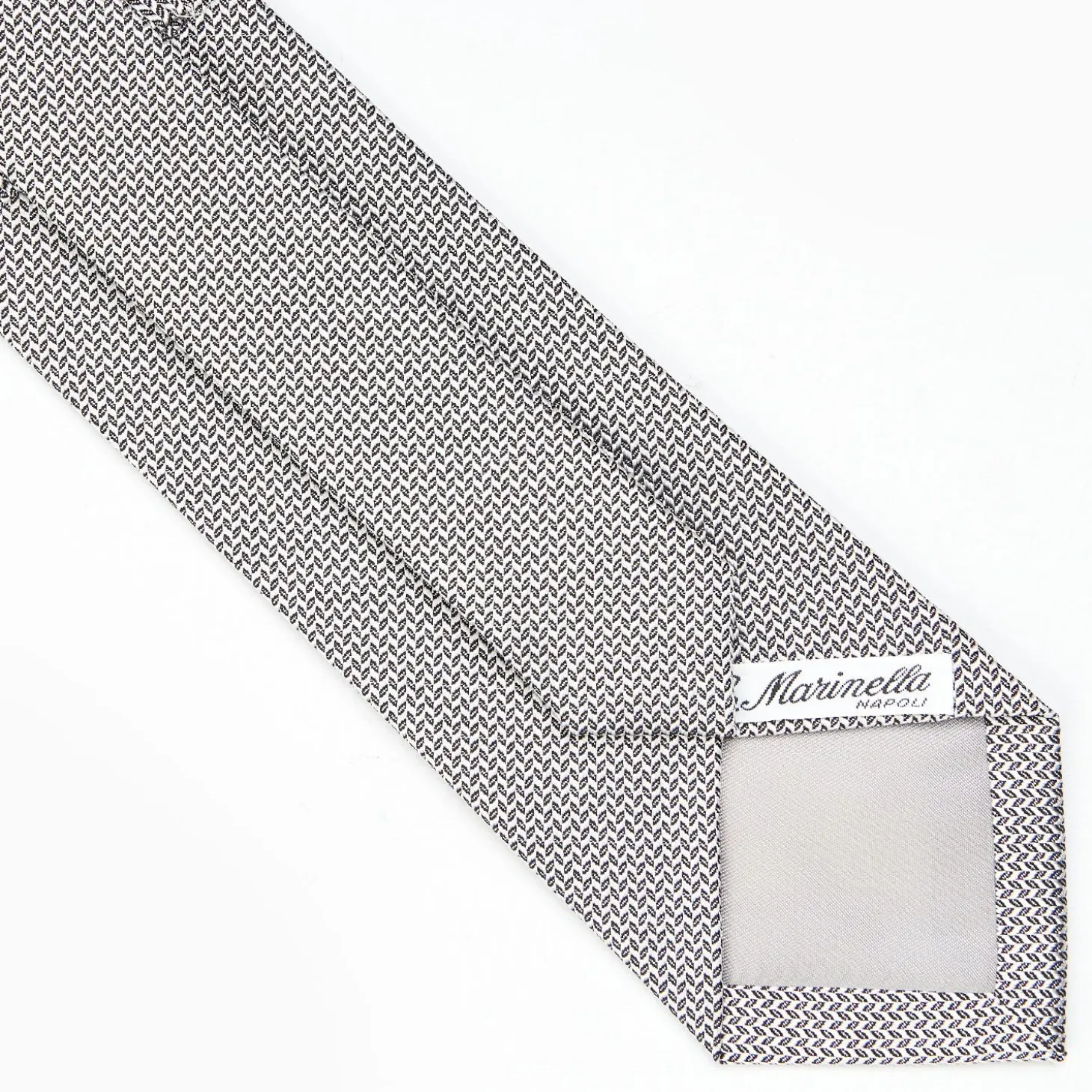 Light Grey Ceremonial Jacquard Silk Tie - Small Geometric Pattern