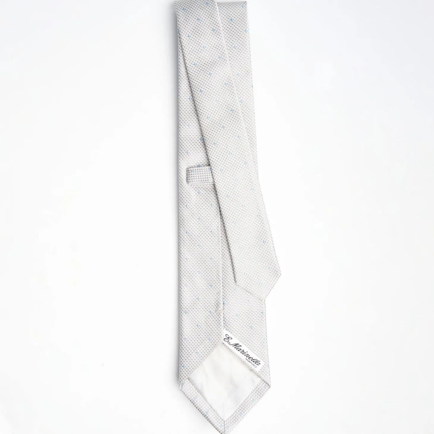 Light Grey Ceremonial Jacquard Silk Tie - Polka Dot Pattern