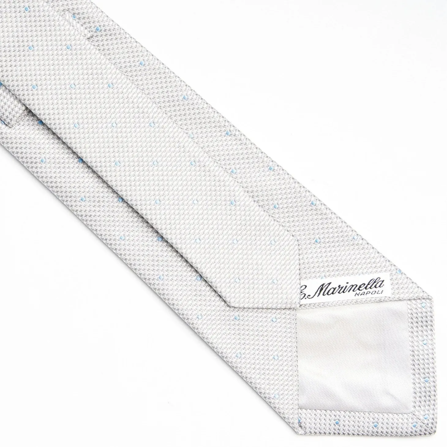 Light Grey Ceremonial Jacquard Silk Tie - Polka Dot Pattern