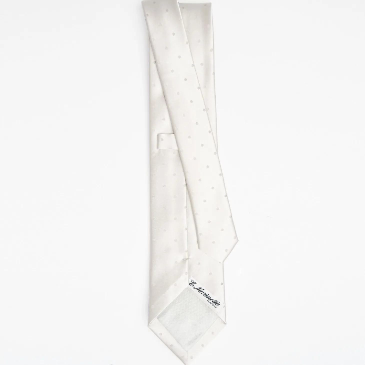 Light Grey Cerimonial Silk Satin Tie Polka Dot Pattern