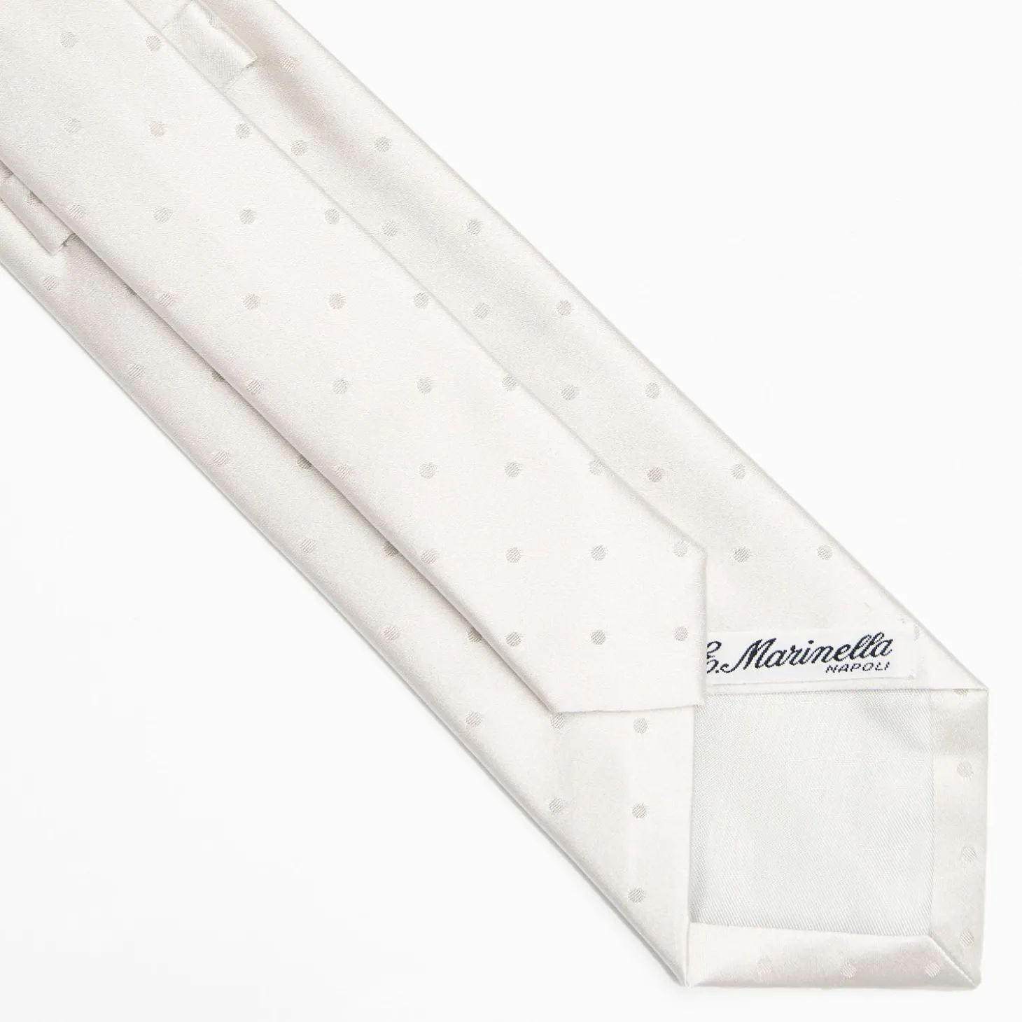 Light Grey Cerimonial Silk Satin Tie Polka Dot Pattern