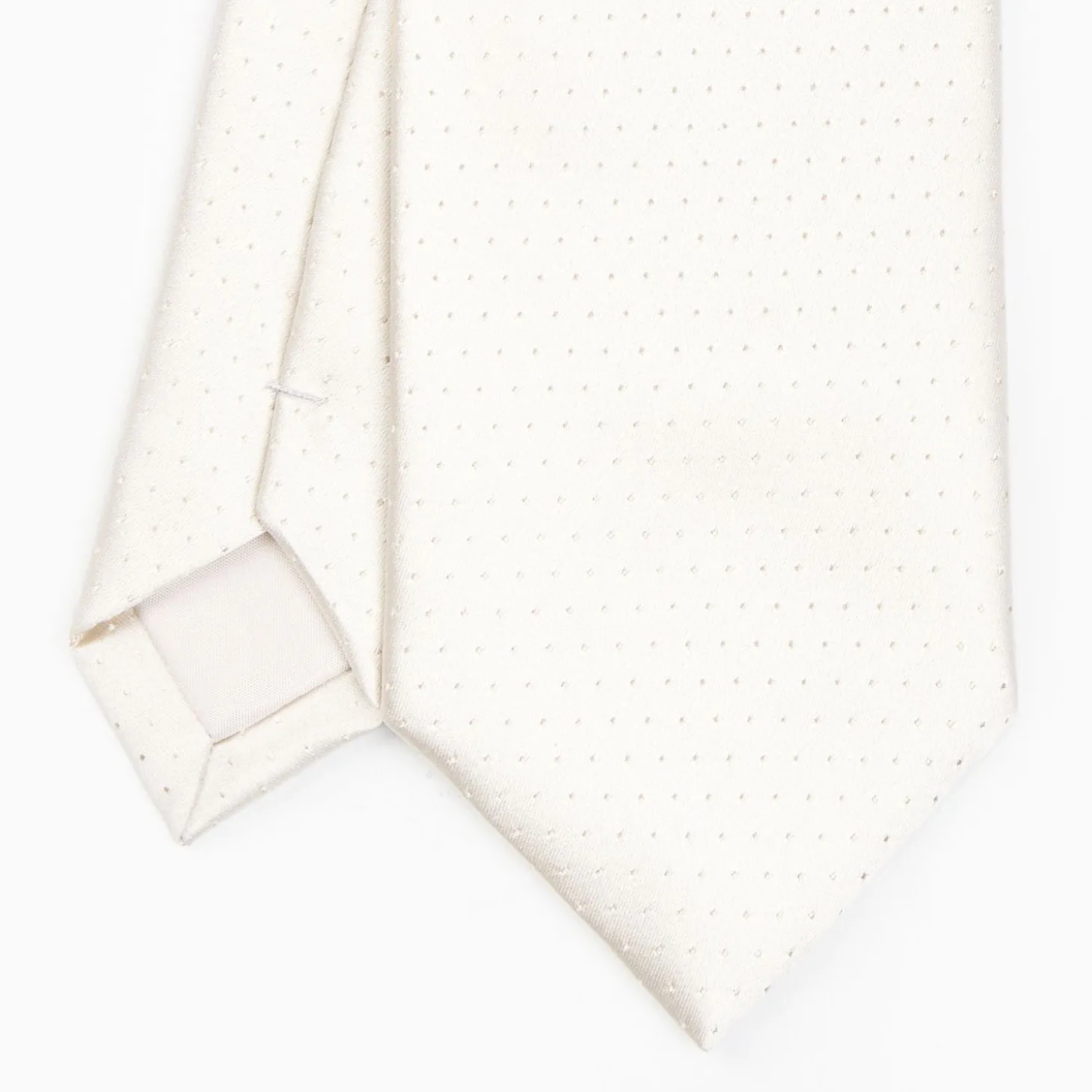 Light Grey Cerimonial Silk Satin Tie Small Polka Dot Pattern