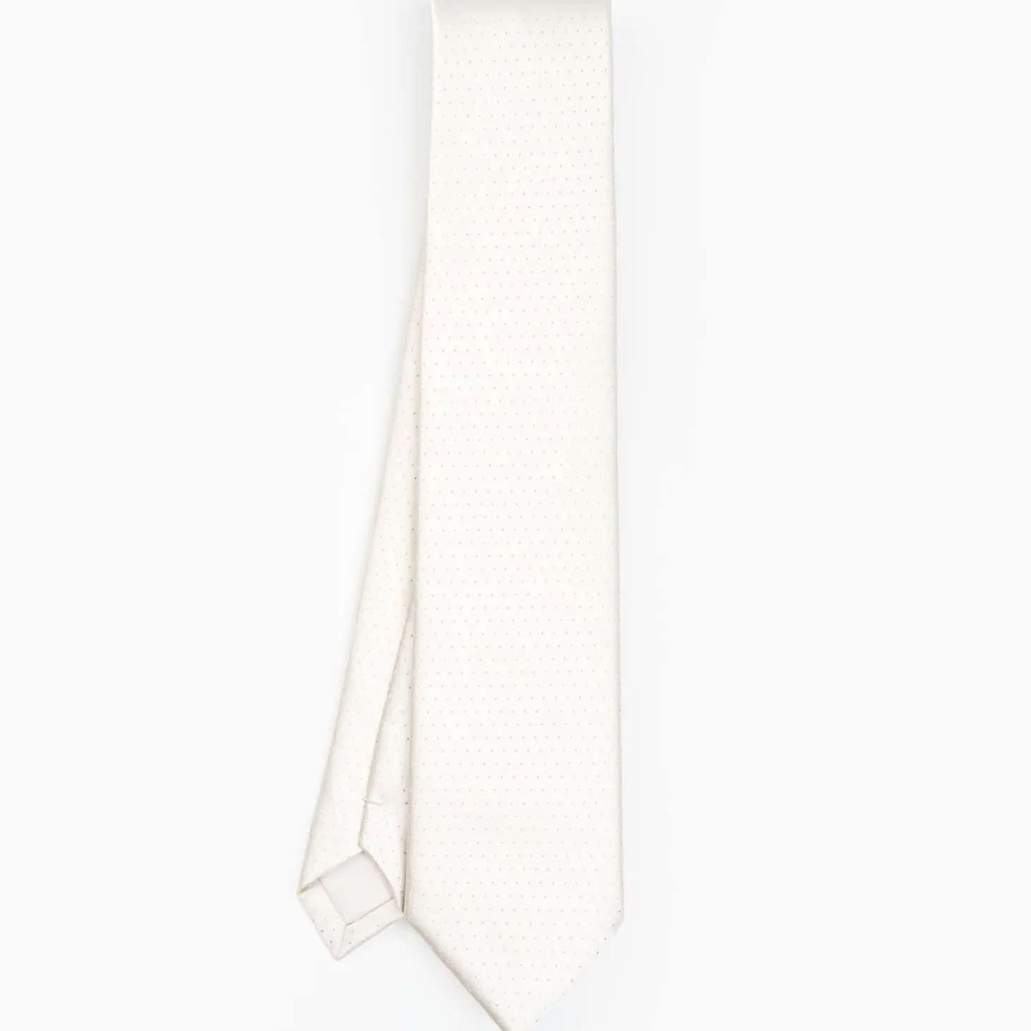 Light Grey Cerimonial Silk Satin Tie Small Polka Dot Pattern