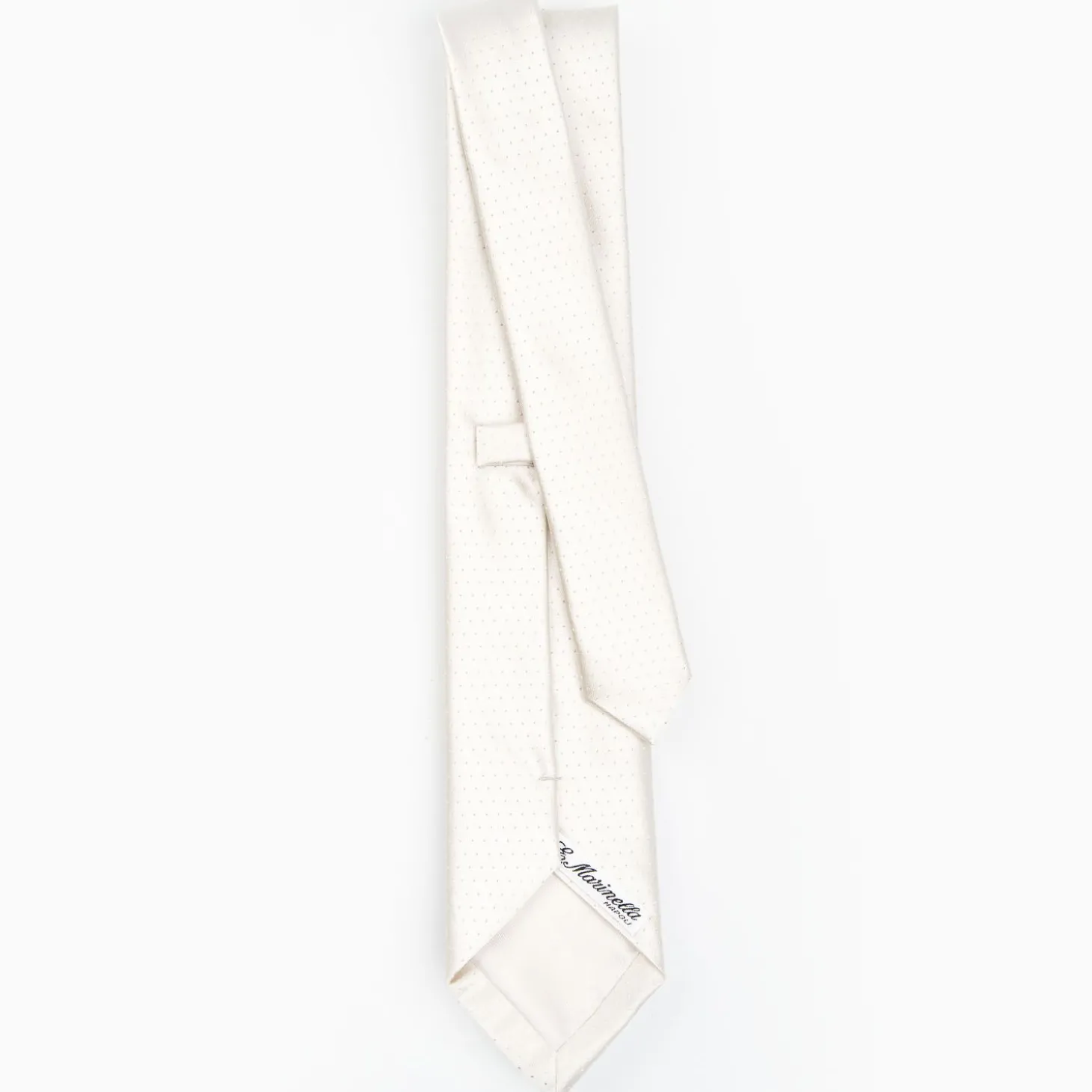 Light Grey Cerimonial Silk Satin Tie Small Polka Dot Pattern