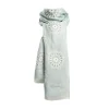 Light Grey Cotton And Linen Scarf - Floral Medallions