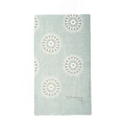 Light Grey Cotton And Linen Scarf - Floral Medallions