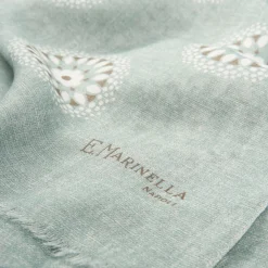 Light Grey Cotton And Linen Scarf - Floral Medallions