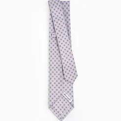 Light Grey 5 Fold Sartorial Silk Tie - Small Flower Pattern