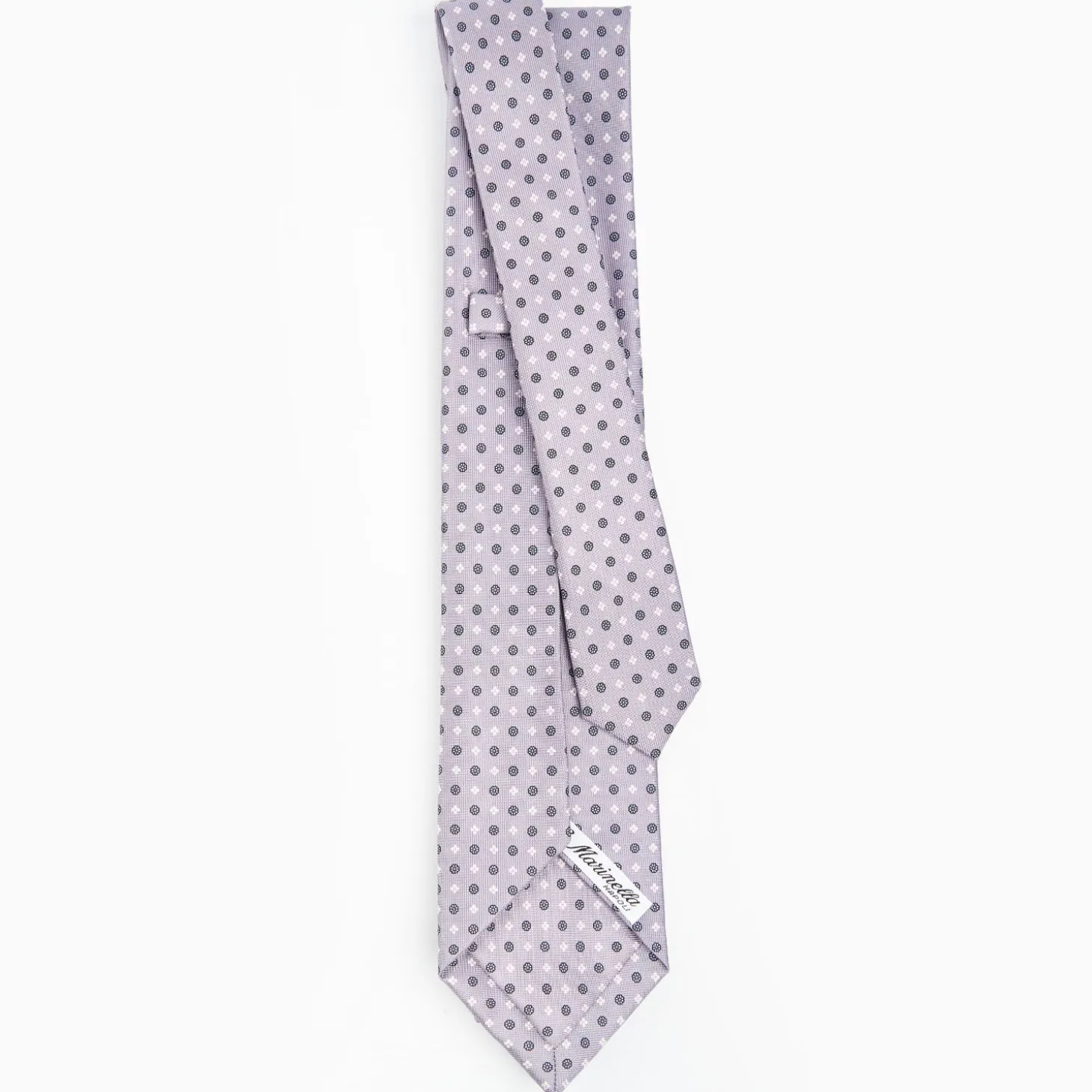 Light Grey 5 Fold Sartorial Silk Tie - Small Flower Pattern