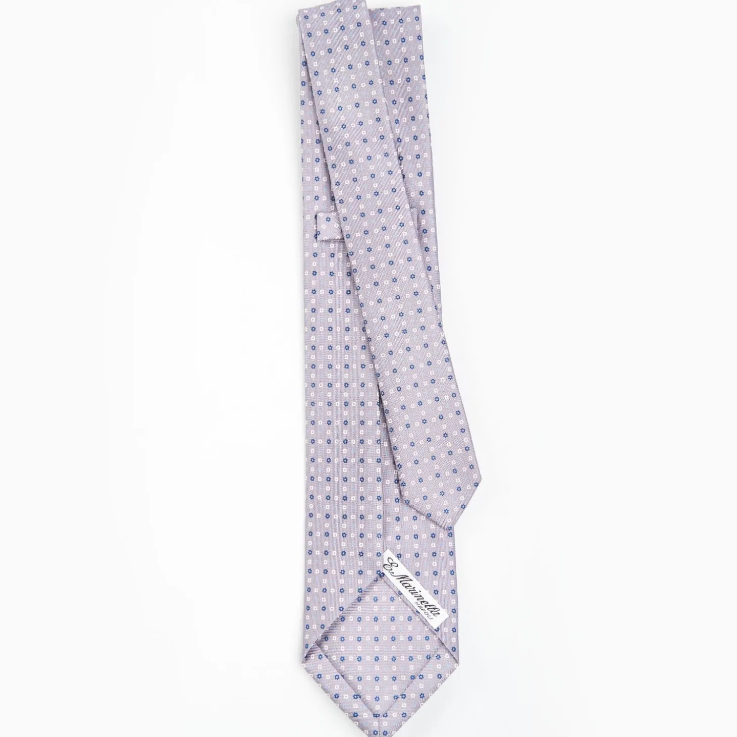 Light Grey 5 Fold Sartorial Silk Tie - Small Flower Pattern