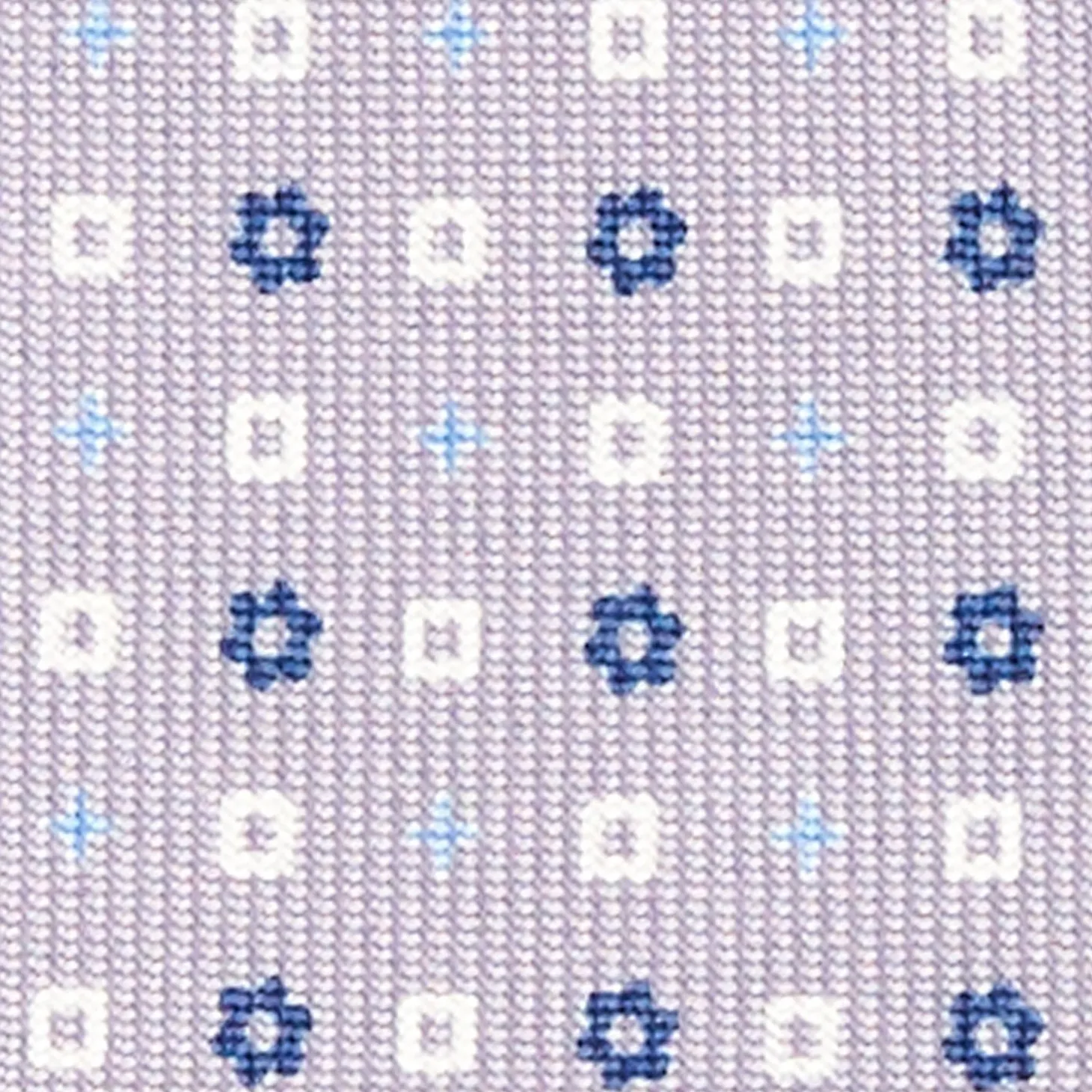 Light Grey 5 Fold Sartorial Silk Tie - Small Flower Pattern