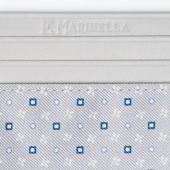 Light Grey Leather And Silk Credit Card Holder 5 Compartments