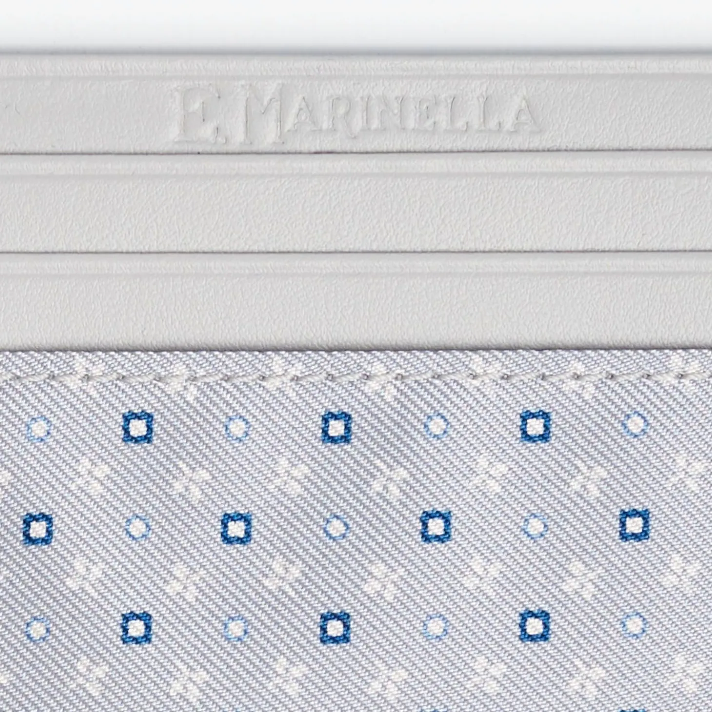 Light Grey Leather And Silk Credit Card Holder 5 Compartments