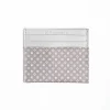 Light Grey Leather And Silk Credit Card Holder - 5 Compartments