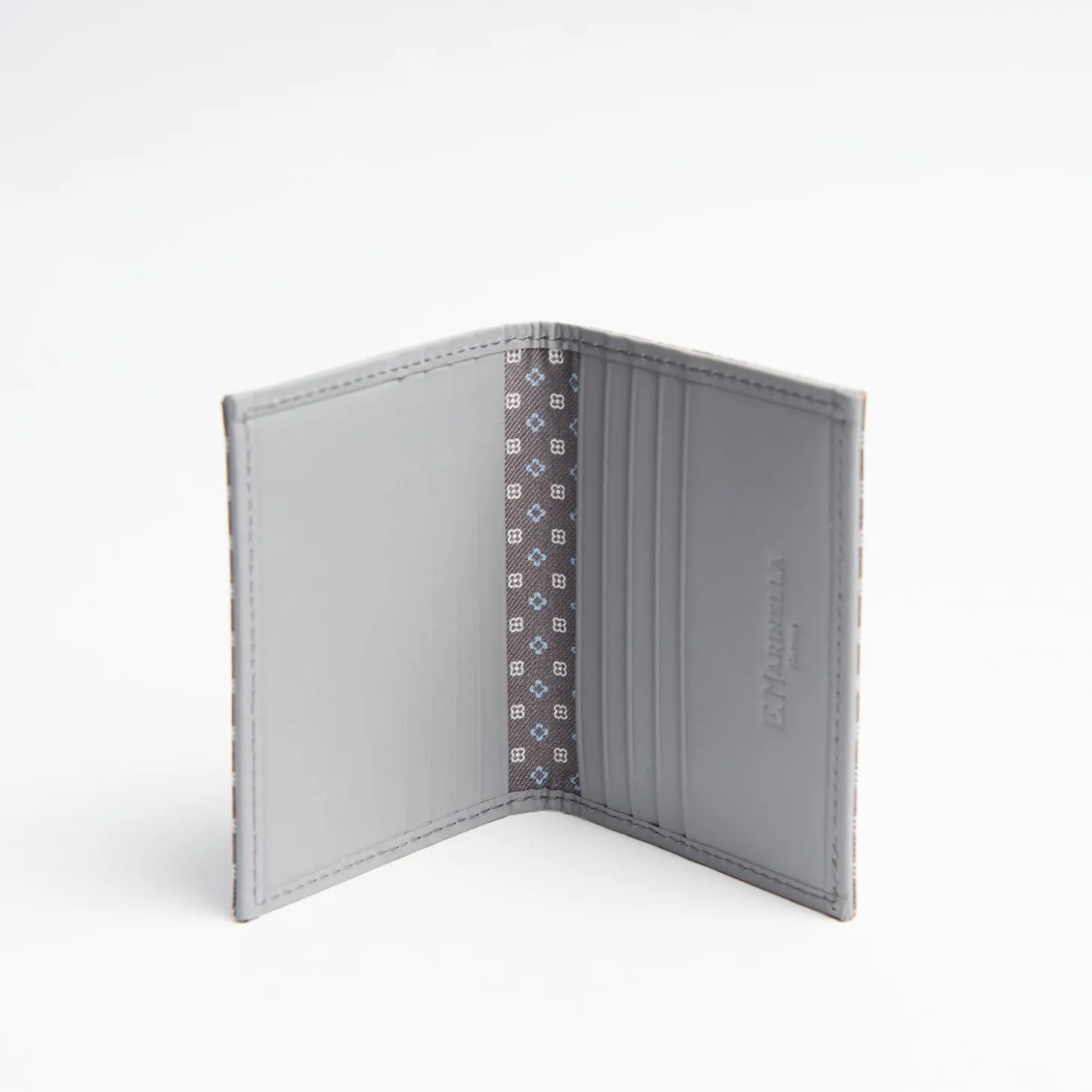Light Grey Leather Folding Card Holder - 10 Compartments