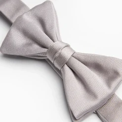 Light Grey Pre-Knotted Silk Bowtie - Solid Color