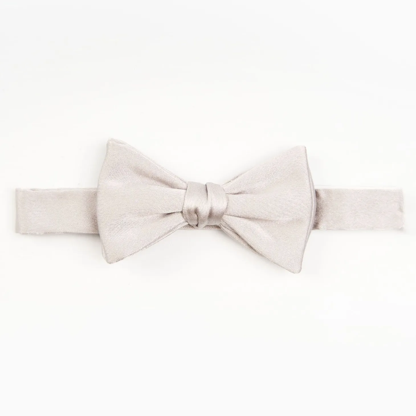 Light Grey Pre-Knotted Silk Satin Bowtie - Solid Color