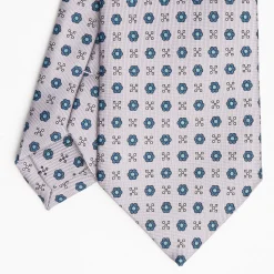 Light Grey Sartorial Classic Silk Tie Small Flower Pattern