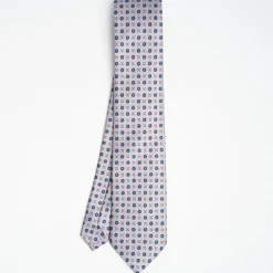 Light Grey Sartorial Classic Silk Tie Small Flower Pattern