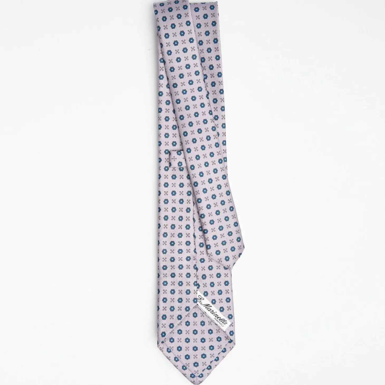 Light Grey Sartorial Classic Silk Tie Small Flower Pattern