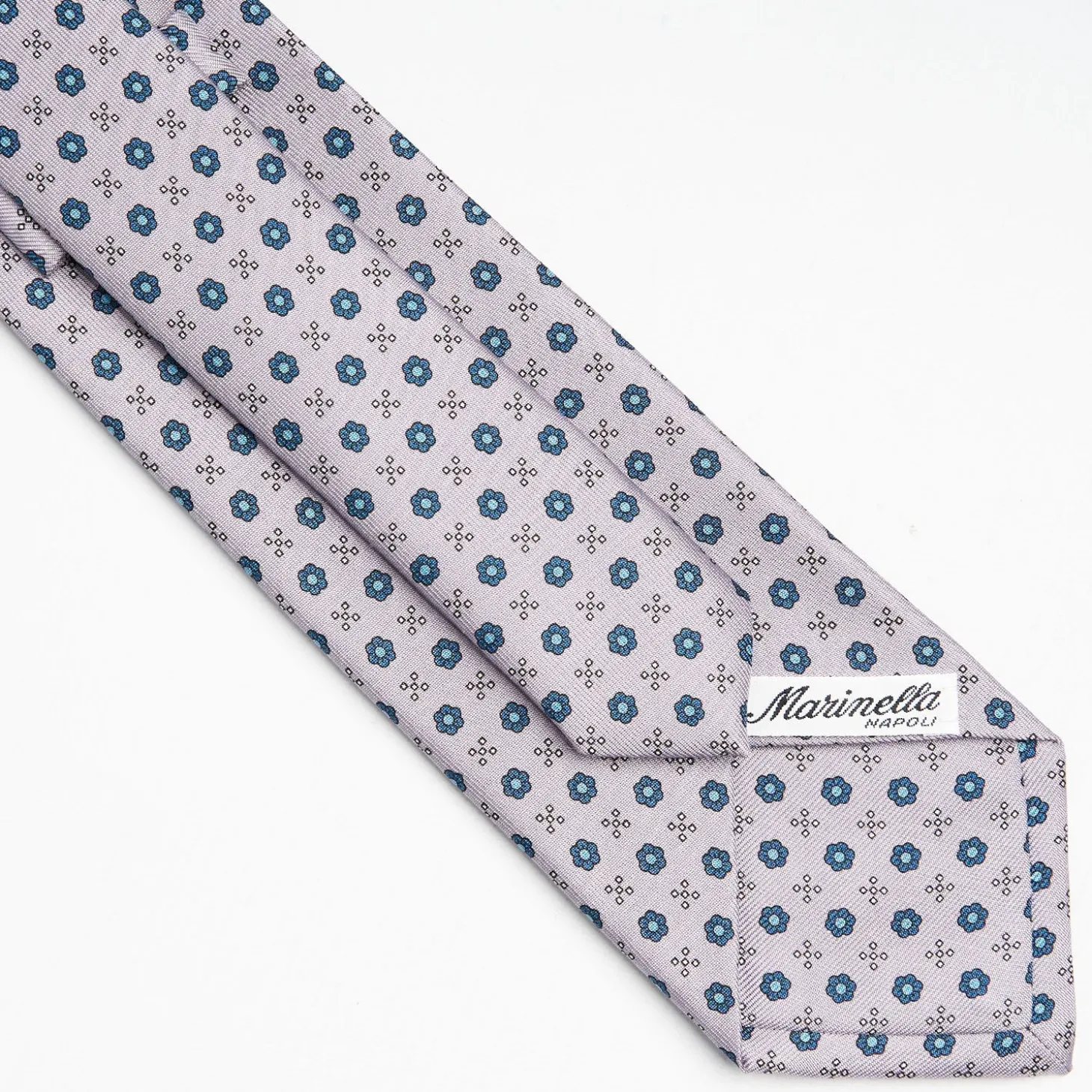 Light Grey Sartorial Classic Silk Tie Small Flower Pattern