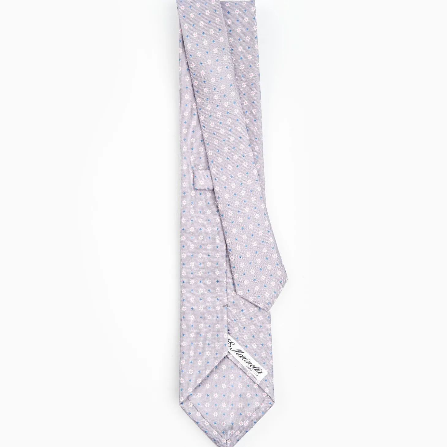 Light Grey Sartorial Classic Silk Tie - Small Flower Pattern