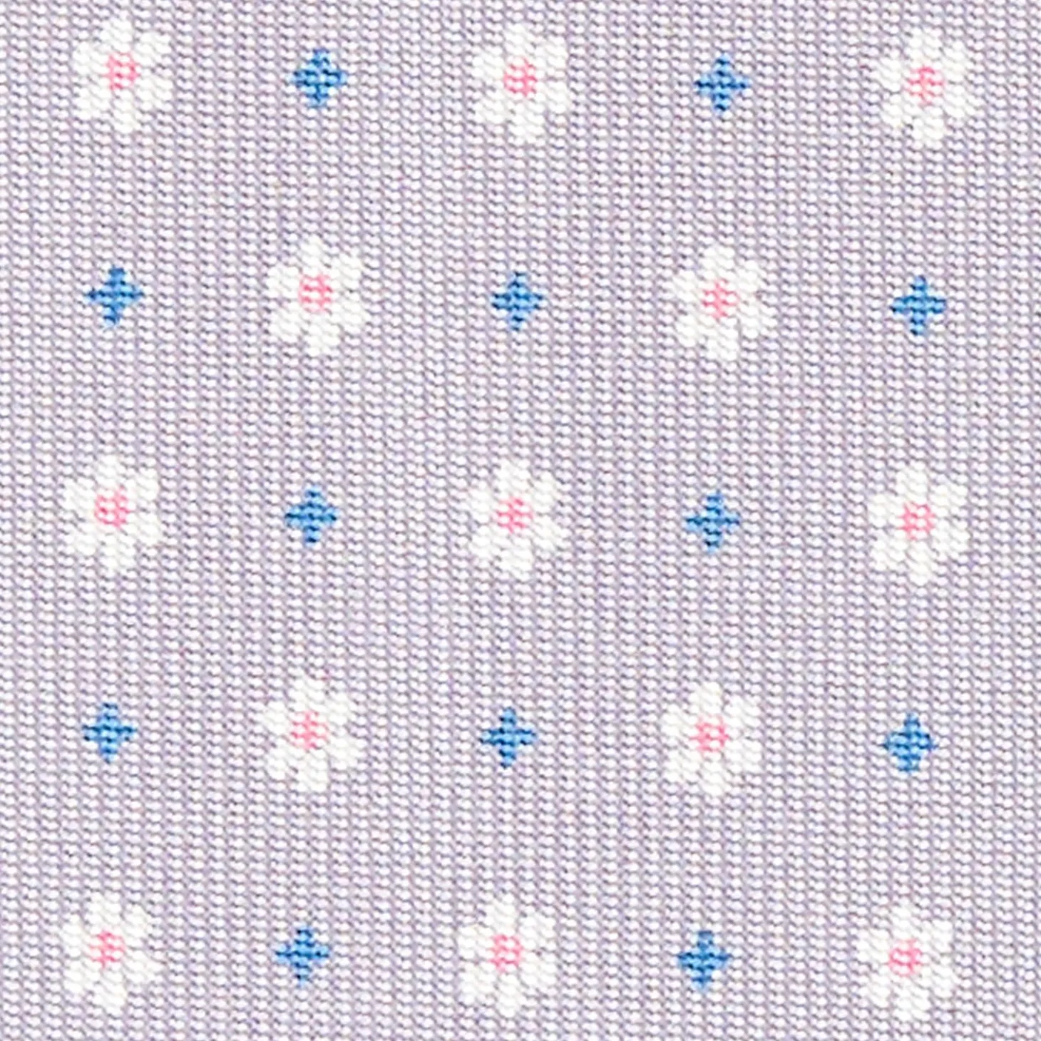 Light Grey Sartorial Classic Silk Tie - Small Flower Pattern