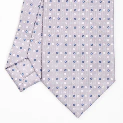 Light Grey Sartorial Classic Silk Tie - Small Flower Pattern