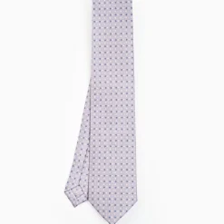 Light Grey Sartorial Classic Silk Tie - Small Flower Pattern