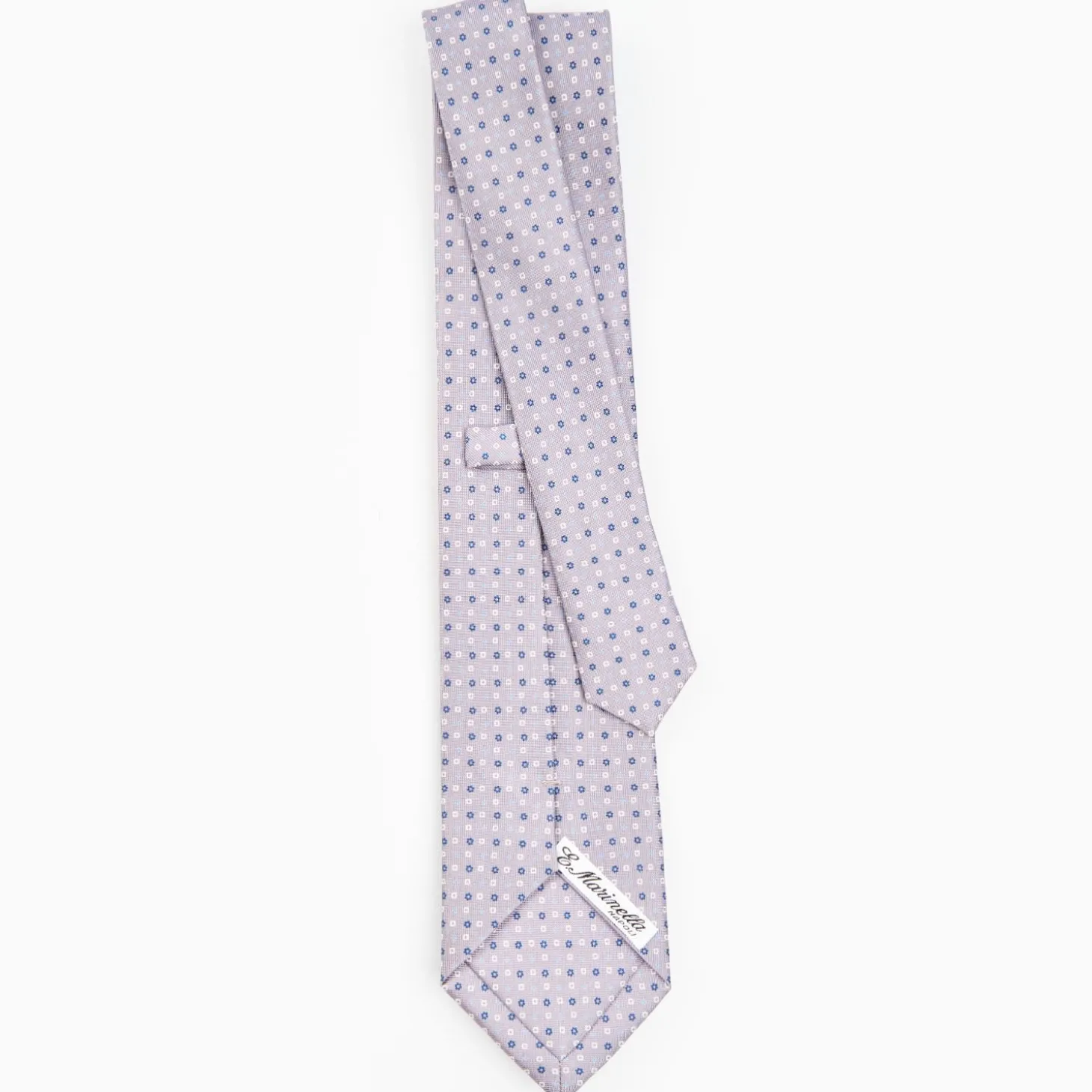Light Grey Sartorial Classic Silk Tie - Small Flower Pattern