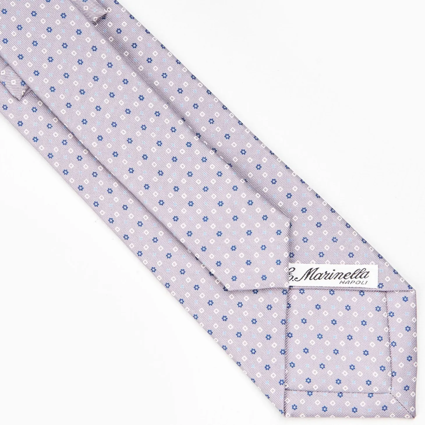 Light Grey Sartorial Classic Silk Tie - Small Flower Pattern