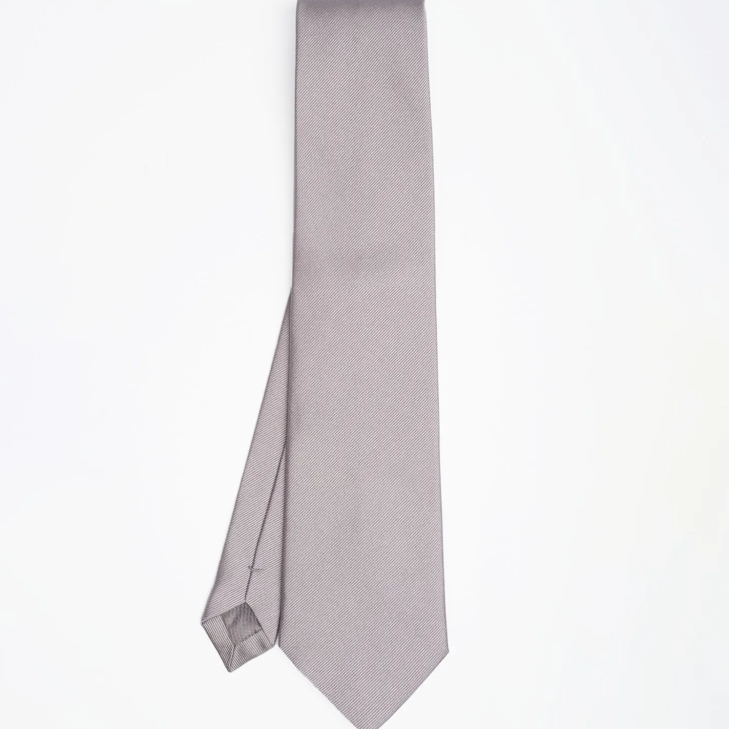 Light Grey Sartorial Jacquard Silk Tie - Solid Color