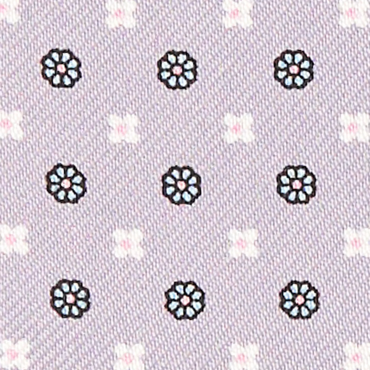 Light Grey Silk Ascot Tie - Small Flower Pattern